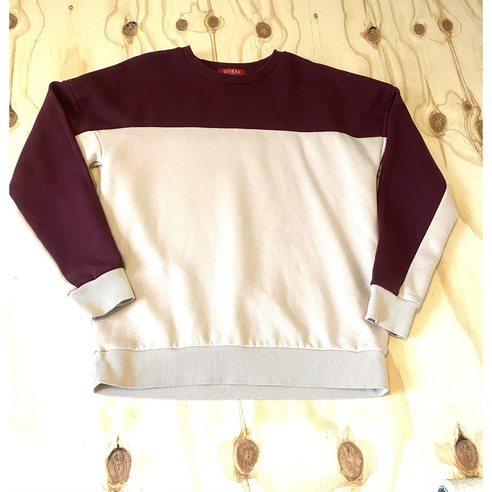 Guess Pullover Woman's Spirit Jersey Purple/White Long Sleeve Sweatshirt~Size S